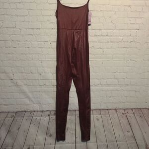 Wild Fable Women's Faux Leather Jumpsuit, Size XXS, Burgundy